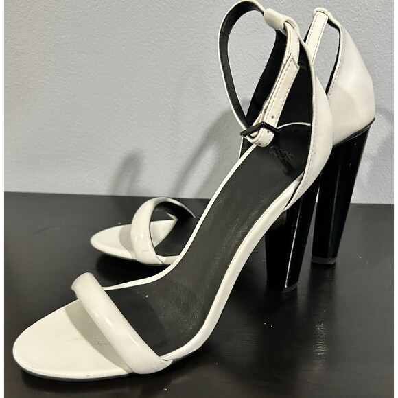 Asos High Heel Sandals White Womens Size 5.5 cone Heel Evening Party strappy - Picture 1 of 8